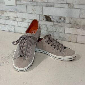 Women’s Keds Ortholite Light Gray Lace-Up Fabric Sneakers Size 7.5 Padded Insole